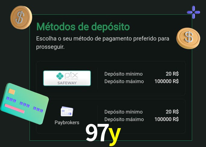 O cassino 97y oferece uma grande variedade de métodos de pagamento